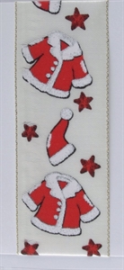 Band 25m/ 25mm, Nikokleid, rot/ecru Band 25m/ 25mm, Nikokleid, rot/ecru