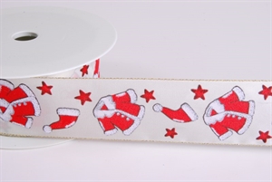 Band 25m/ 40mm, Nikokleid, rot/ecru Band 25m/ 40mm, Nikokleid, rot/ecru