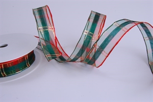 Band 20m/ 25mm, Karo Tüll, grün Band 20m/ 25mm, Karo Tüll, grün