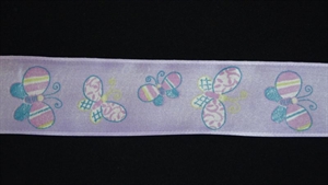 Band 25m/ 40mm, Schmetterlinge, lila Band 25m/ 40mm, Schmetterlinge, lila