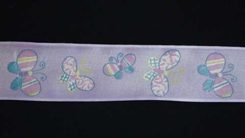 Band 25m/ 40mm, Schmetterlinge, lila Band 25m/ 40mm, Schmetterlinge, lila