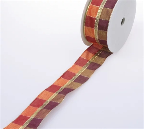 Band 20m/ 40mm, Karo, orange/braun Band 20m/ 40mm, Karo, orange/braun