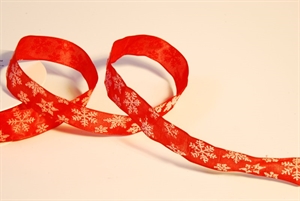 Band 25m/ 25mm, Schneesterne, rot Band 25m/ 25mm, Schneesterne, rot