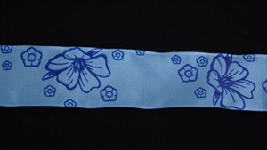 Band 20m/ 40mm, Hibiskus, blau Band 20m/ 40mm, Hibiskus, blau
