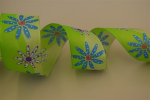 Band 25m/ 40mm, Blm. & Wellen, grün Band 25m/ 40mm, Blm. & Wellen, grün