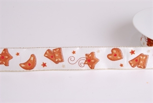 Band 20m/ 25mm, Lebkuchen, weiss Band 20m/ 25mm, Lebkuchen, weiss