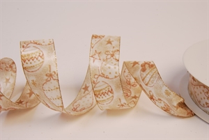 Band 25m/ 25mm, Baumkugel, ecru Band 25m/ 25mm, Baumkugel, ecru