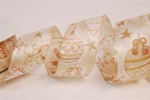 Band 25m/ 40mm, Baumkugel, ecru Band 25m/ 40mm, Baumkugel, ecru