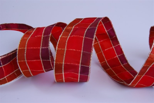 Band 20m/ 40mm, Regal Plaid, rot/braun Band 20m/ 40mm, Regal Plaid, rot/braun