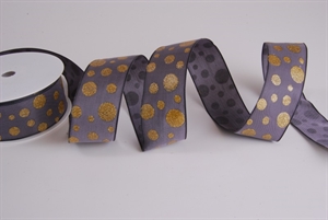 Band 20m/ 40mm, Glimmerpunkte, grau Band 20m/ 40mm, Glimmerpunkte, grau