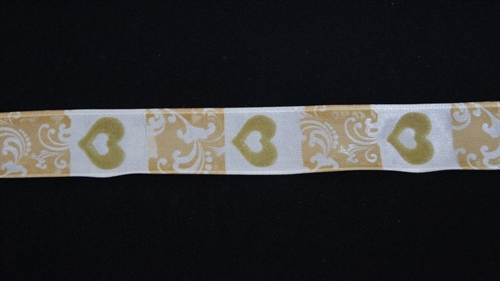 Band 20m/ 25mm, Heart & Ornament, natur Band 20m/ 25mm, Heart & Ornament, natur