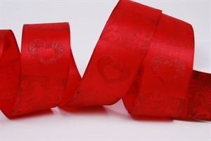 Band 20m/ 40mm, Heart & Ornament, rot Band 20m/ 40mm, Heart & Ornament, rot