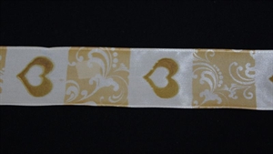 Band 20m/ 40mm, Heart & Ornament, natur Band 20m/ 40mm, Heart & Ornament, natur