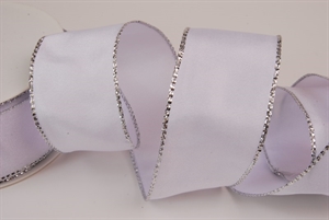 Band 25m/ 40mm, uni Gold-/Si-Kante, weiss/silber Band 25m/ 40mm, uni Gold-/Si-Kante, weiss/silber