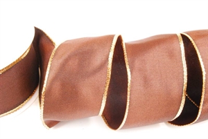 Band 25m/ 40mm, uni Gold-/Si-Kante, dbraun Band 25m/ 40mm, uni Gold-/Si-Kante, dbraun