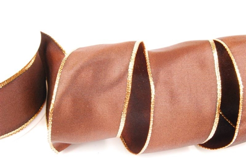 Band 25m/ 40mm, uni Gold-/Si-Kante, dbraun Band 25m/ 40mm, uni Gold-/Si-Kante, dbraun