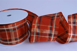 Band 20m/ 60mm, Karo mit Lurex, hbraun Band 20m/ 60mm, Karo mit Lurex, hbraun