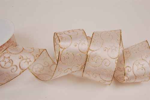 Band 20m/ 40mm, Sterne, ecru Band 20m/ 40mm, Sterne, ecru