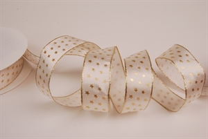 Band 20m/ 25mm, Sterne kl, ecru Band 20m/ 25mm, Sterne kl, ecru