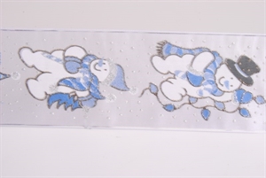 Band 20m/ 65mm, Schneemann, weiss/blau Band 20m/ 65mm, Schneemann, weiss/blau