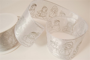 Band 20m/ 65mm, Schneemann, weiss/silber Band 20m/ 65mm, Schneemann, weiss/silber