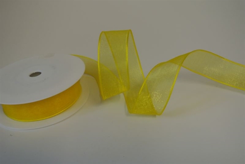 Band 20m/ 25mm, Voile mit Drahtkante, gelb Band 20m/ 25mm, Voile mit Drahtkante, gelb