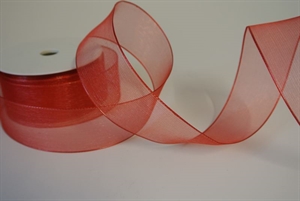 Band 20m/ 40mm, Voile mit Drahtkante, rot Band 20m/ 40mm, Voile mit Drahtkante, rot