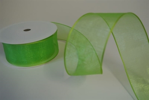 Band 20m/ 40mm, Voile mit Drahtkante, hgrün Band 20m/ 40mm, Voile mit Drahtkante, hgrün