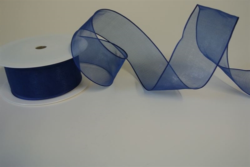 Band 20m/ 40mm, Voile mit Drahtkante, dblau Band 20m/ 40mm, Voile mit Drahtkante, dblau