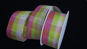 Band 20m/ 40mm, Karo hell & frisch, grün/rosa Band 20m/ 40mm, Karo hell & frisch, grün/rosa