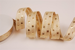 Band 20m/ 25mm, Sternen-Lurex, hgold Band 20m/ 25mm, Sternen-Lurex, hgold