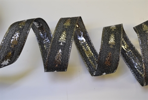 Band 20m/ 25mm, Tannen-Lurex, grau Band 20m/ 25mm, Tannen-Lurex, grau