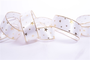 Band 25m/ 25mm, Sternendruck, creme Band 25m/ 25mm, Sternendruck, creme