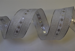 Band 25m/ 40mm, Sterne in Streifen, silber Band 25m/ 40mm, Sterne in Streifen, silber