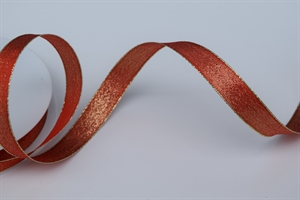 Band 25m/ 15mm, Uni mit Lurex & Drahtkante, rot Band 25m/ 15mm, Uni mit Lurex & Drahtkante, rot