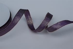 Band 25m/ 15mm, Uni mit Lurex & Drahtkante, lila Band 25m/ 15mm, Uni mit Lurex & Drahtkante, lila