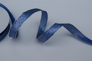 Band 25m/ 15mm, Uni mit Lurex & Drahtkante, blau Band 25m/ 15mm, Uni mit Lurex & Drahtkante, blau