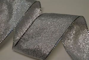 Band 25m/ 40mm, Lurex mit Drahtkante, silber Band 25m/ 40mm, Lurex mit Drahtkante, silber