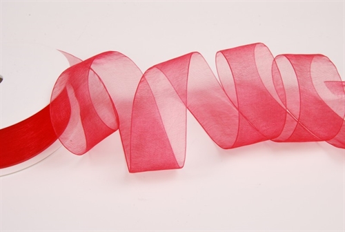 Band 25m/ 25mm, Organza, hellrot Band 25m/ 25mm, Organza, hellrot