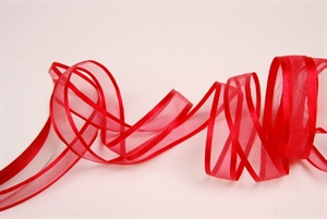 Band 25m/ 15mm, Organza D-Face satin, rot Band 25m/ 15mm, Organza D-Face satin, rot