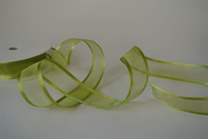 Band 25m/ 25mm, Organza D-Face satin, gelbgrün Band 25m/ 25mm, Organza D-Face satin, gelbgrün