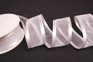 Band 25m/ 40mm, Organza D-Face satin, weiss Band 25m/ 40mm, Organza D-Face satin, weiss