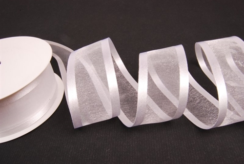 Band 25m/ 40mm, Organza D-Face satin, weiss Band 25m/ 40mm, Organza D-Face satin, weiss