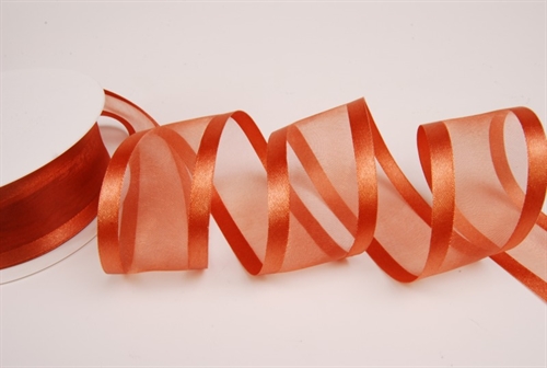 Band 25m/ 40mm, Organza D-Face satin, rost Band 25m/ 40mm, Organza D-Face satin, rost