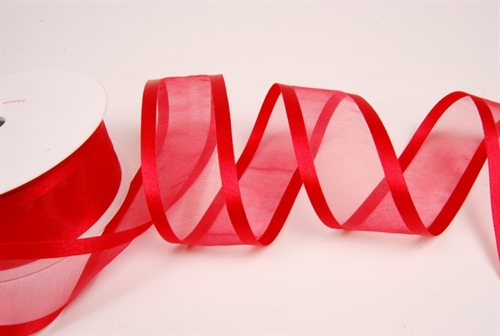 Band 25m/ 40mm, Organza D-Face satin, rot Band 25m/ 40mm, Organza D-Face satin, rot