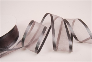 Band 25m/ 40mm, Organza D-Face satin, grau Band 25m/ 40mm, Organza D-Face satin, grau