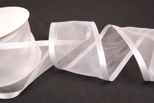 Band 25m/ 70mm, Organza D-Face satin, weiss Band 25m/ 70mm, Organza D-Face satin, weiss