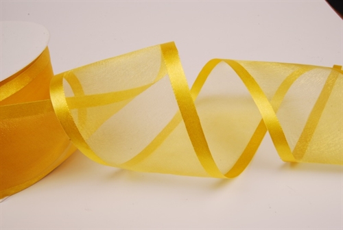 Band 25m/ 70mm, Organza D-Face satin, gelb Band 25m/ 70mm, Organza D-Face satin, gelb