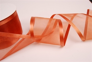 Band 25m/ 70mm, Organza D-Face satin, rost Band 25m/ 70mm, Organza D-Face satin, rost