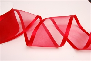 Band 25m/ 70mm, Organza D-Face satin, rot Band 25m/ 70mm, Organza D-Face satin, rot